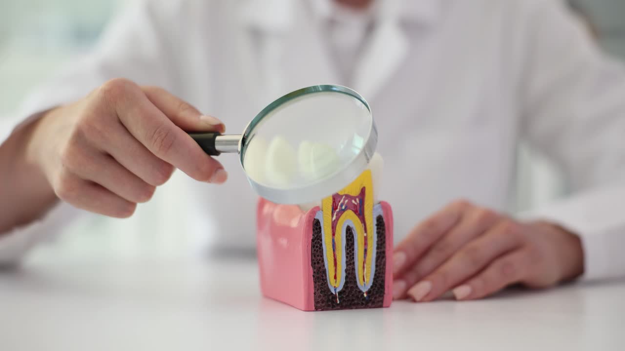 Dental Model Examination with Magnifying Glass