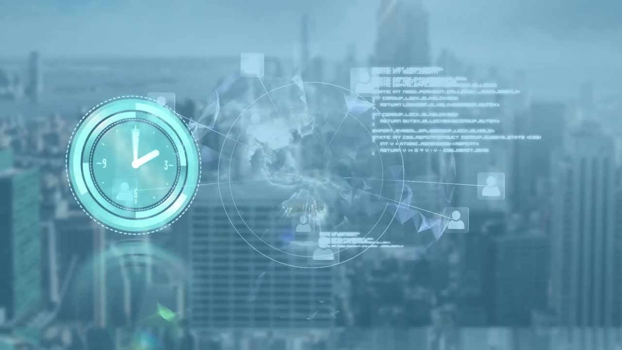 연결 네트워크와 글로브의 클럭 오버 애니메이션