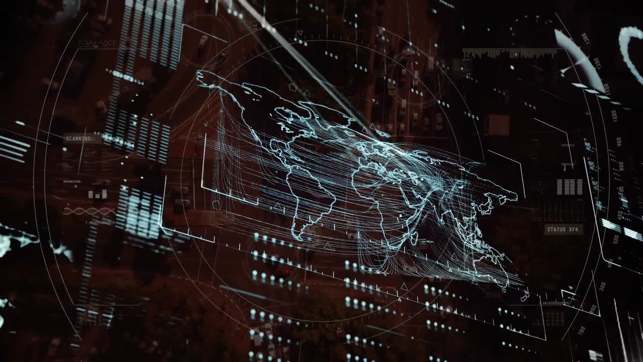 Animation of data processing and scanning on screen