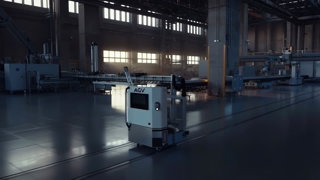 Automated Guided Vehicle (AGV) in a Modern Factory Setting