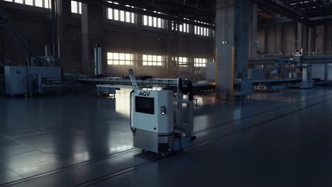 automated guided vehicle (agv) in a modern factory setting