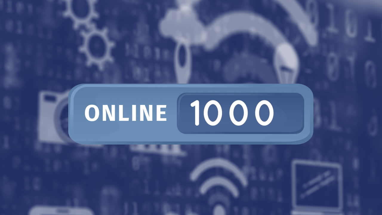 디지털 아이콘 위에 숫자와 온라인 텍스트의 애니메이션