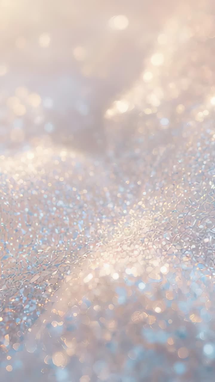 Vertical video: Shifting camera and light revealing glitter surface on studio table to show sparkle