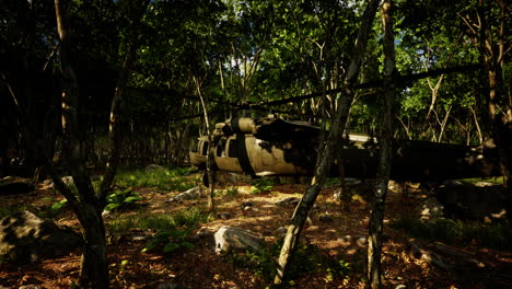 helicóptero militar en la selva profunda