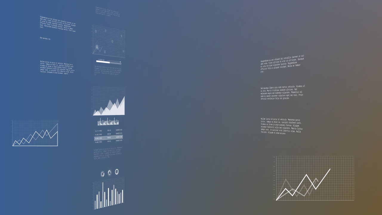 Animation of financial data processing with statistics