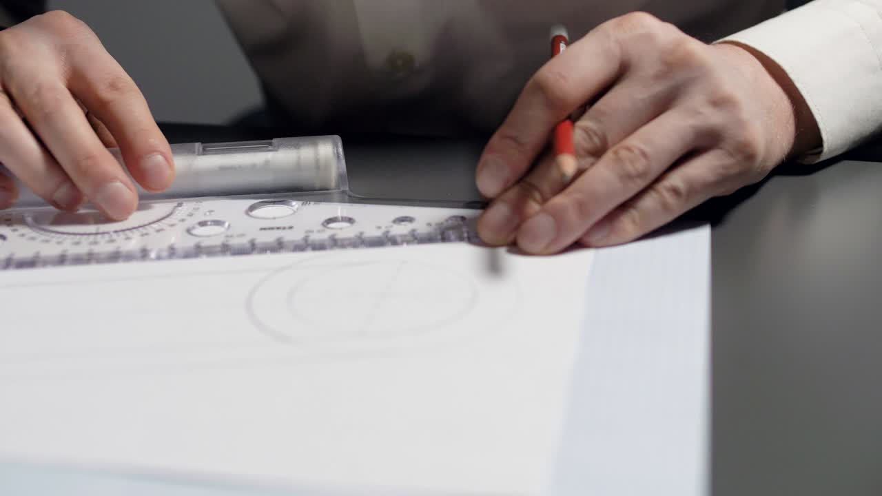 el diseñador de vista cercana conecta las partes del dibujo redondo con la línea