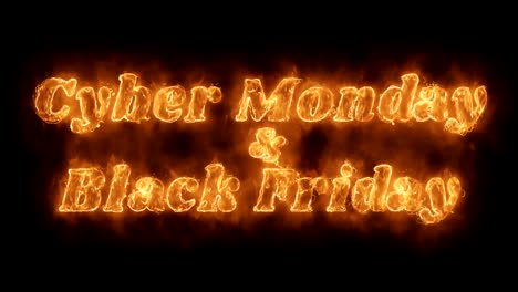 cyber monday & black friday  word hot animated burning realistic fire flame loop.