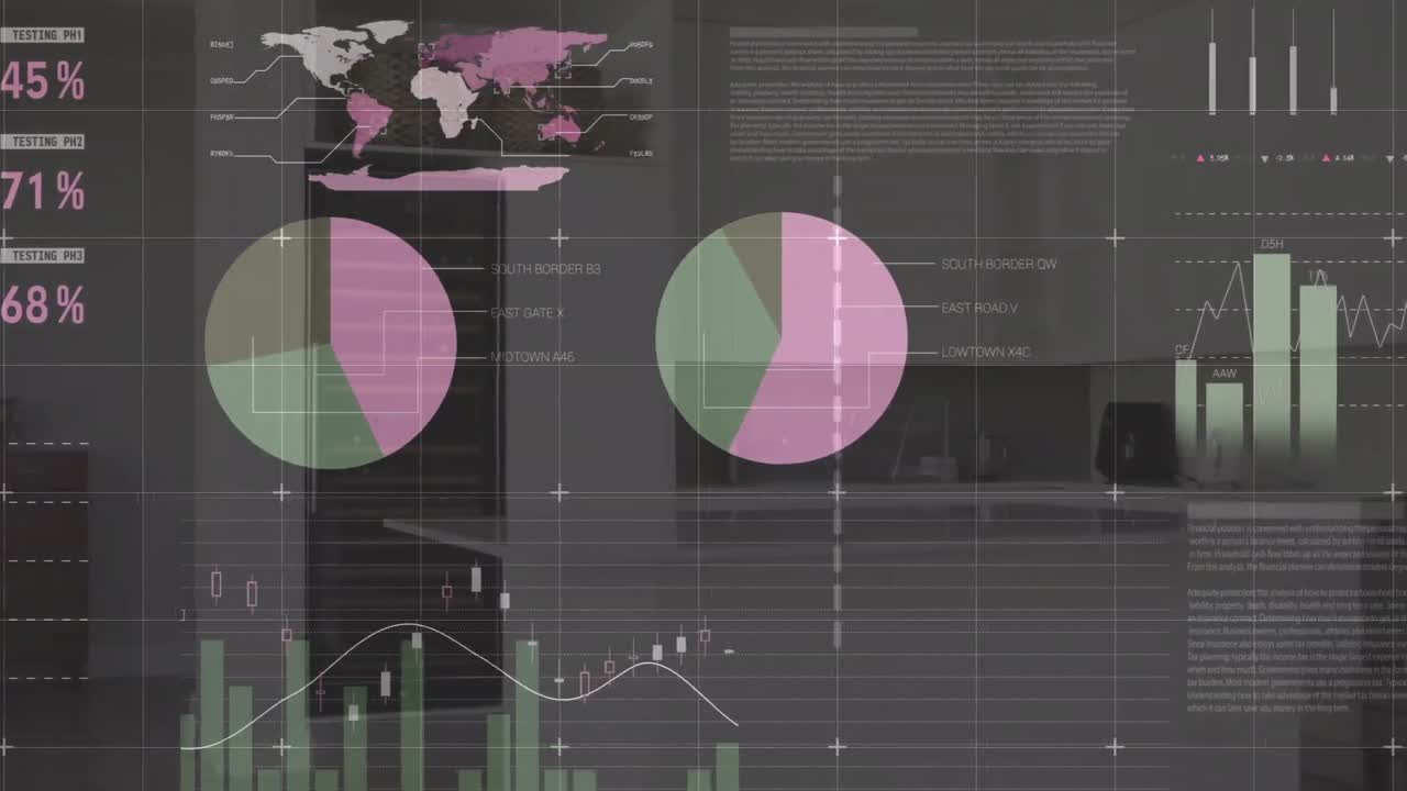 animación del procesamiento de datos en el interior de la casa.