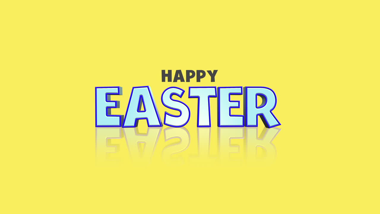 Testo 'Buona Pasqua' in stile cartone animato su gradiente giallo