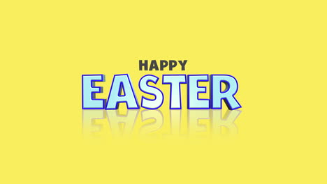 cartoon happy easter text on yellow gradient