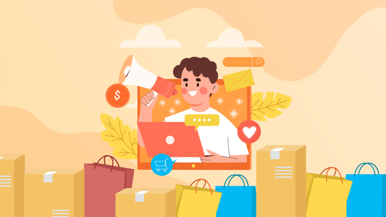 디아 도 벤더 (dia do vendedor) 의 평면 일러스트레이션의 모션 그래픽