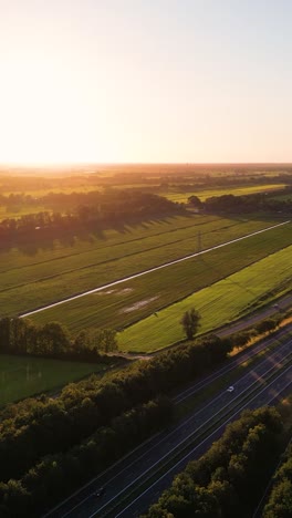 sunset over countryside highway