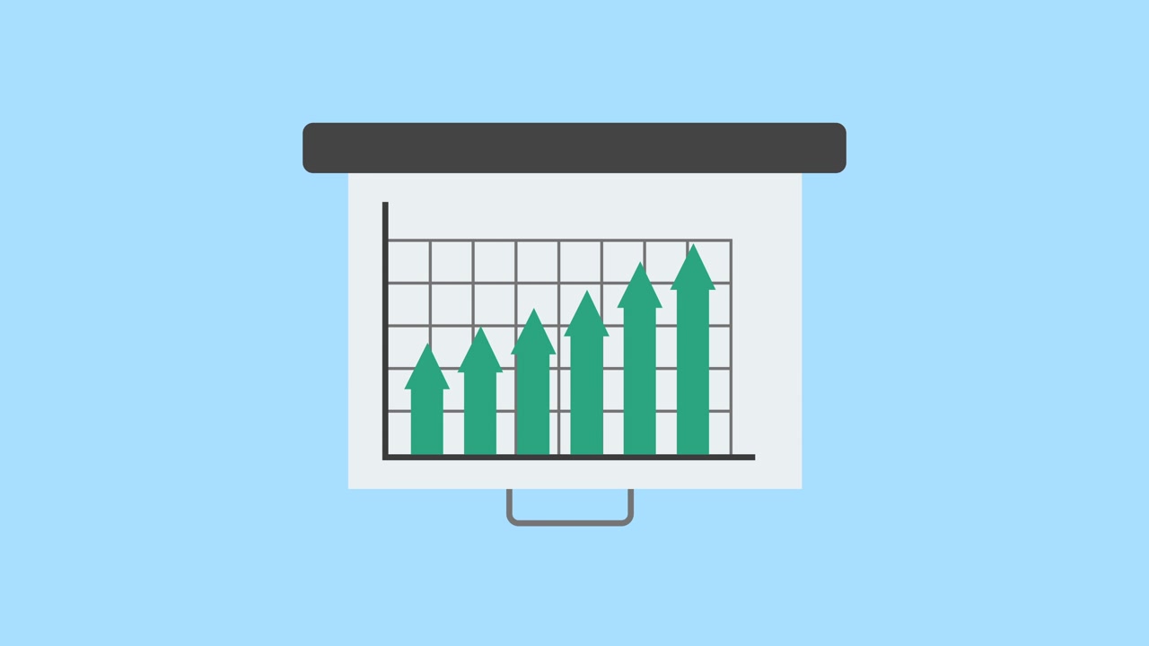 Animated Bar Chart Showing Business Growth with Rising Arrows
