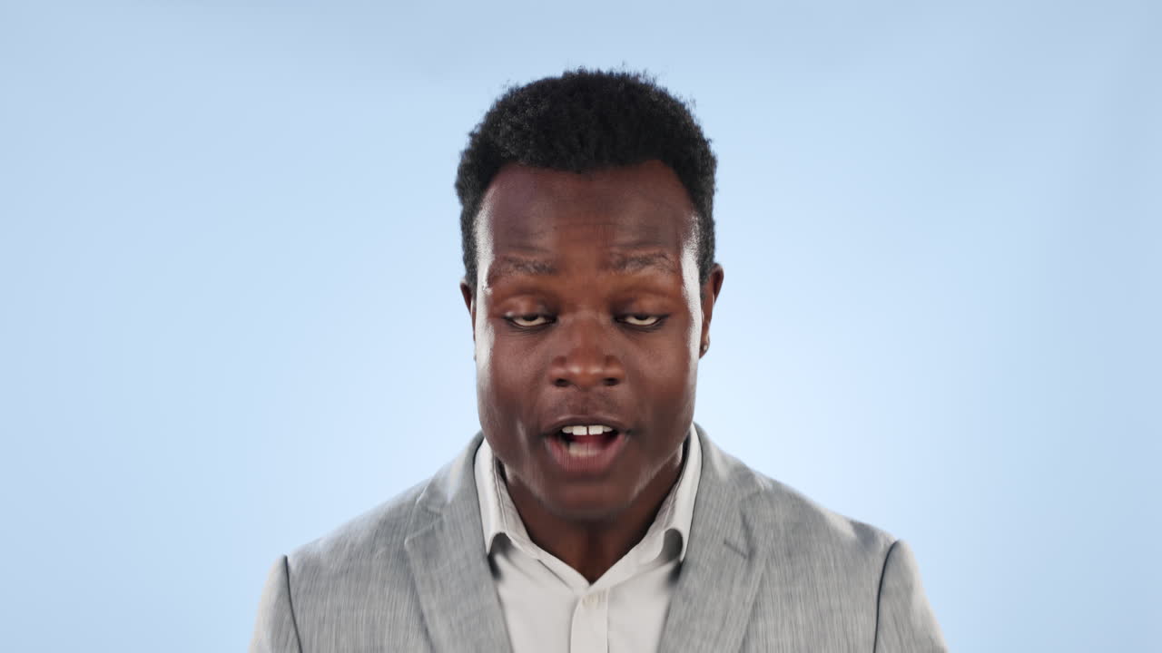 Business, face and black man with surprise