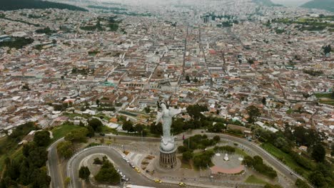 virgin of el panecillo on the hilltop with panoramic view of quito city in ecuador