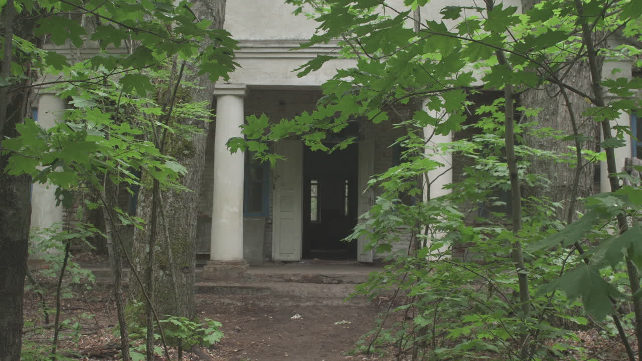 Shot of an abandoned radioactive monument in Pripyat exclusion zone, near Chernobyl Powerplant, Ukraine