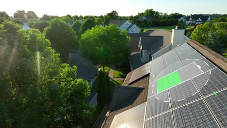 solar panel with charging battery animation during bright sunset