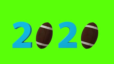 american football 2020 design background on a green screen. 4k