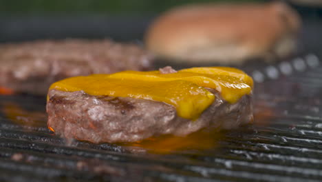 juicy, mouthwatering cheeseburgers sizzling over a barbecue grill