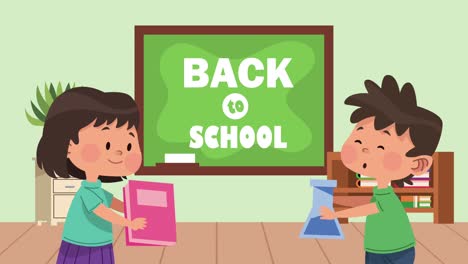 back to school lettering with kids couple