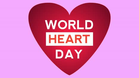 world heart day text animation with heart sign symbol on green screen,blue background and pink background
