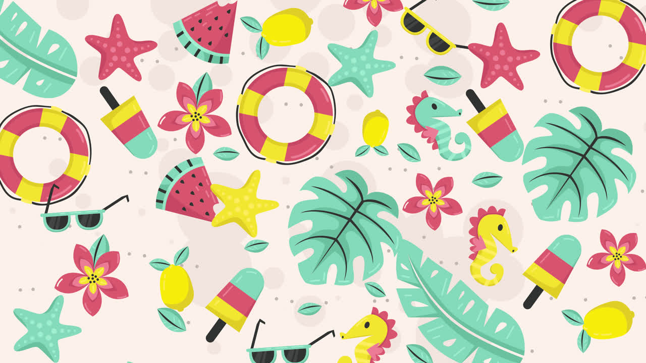 Cheerful Summer Holiday Pattern with Tropical Elements