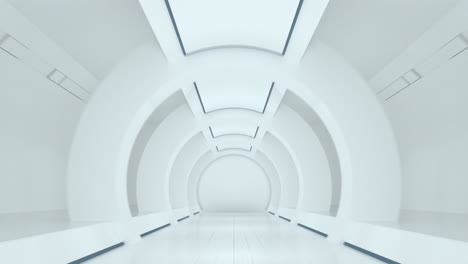 white sci-fi tunnel, empty round room, 3d rendering.