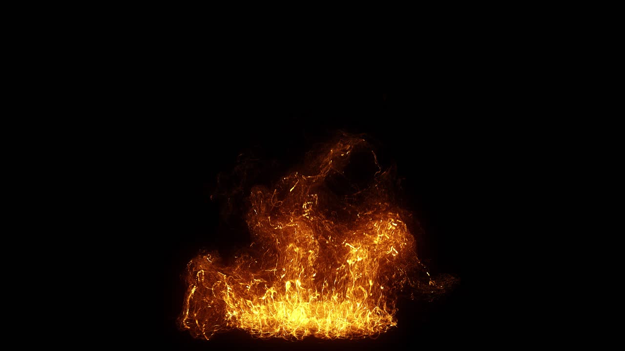 Abstrakt ildflamme, der antændes og brænder på sort baggrund