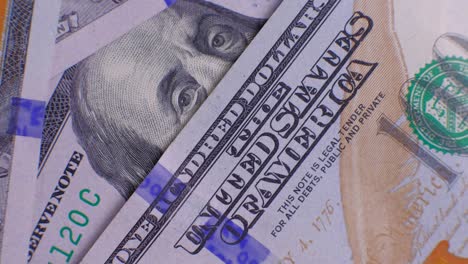 dólar de los estados unidos girando, macro tiro. fondo de dinero