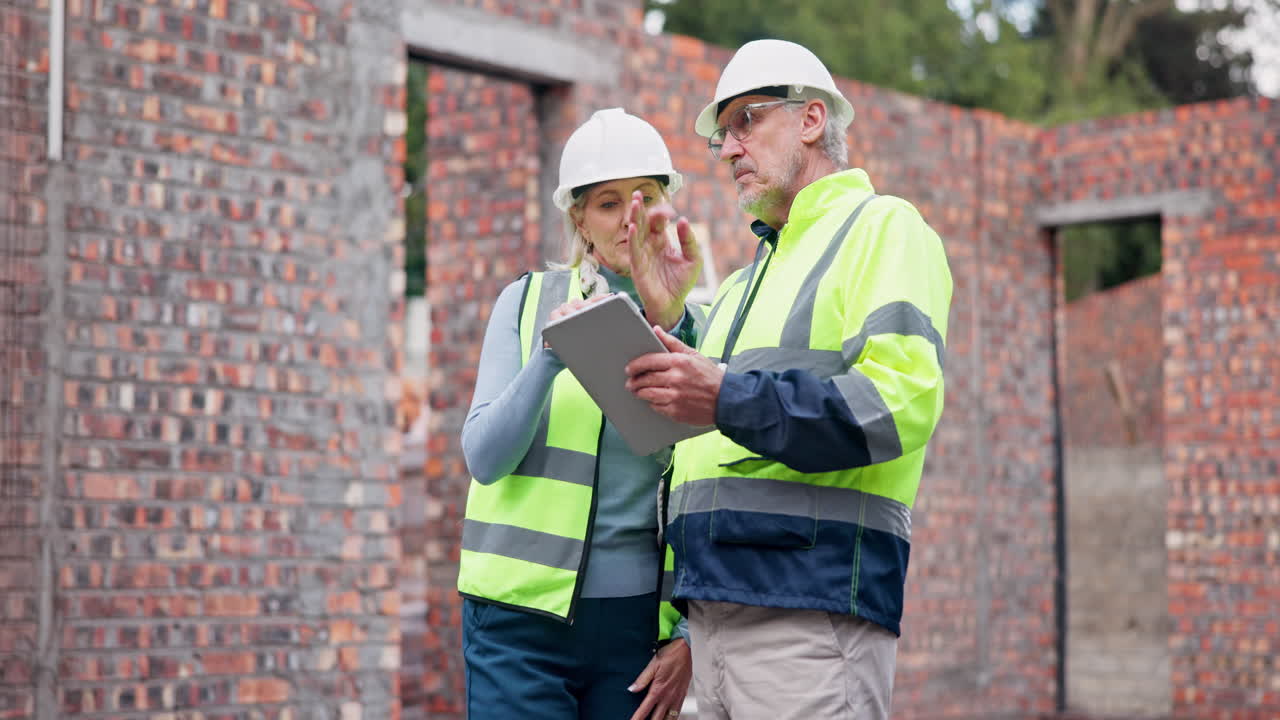 trabajadores de la construcción inspeccionando un sitio de construcción
