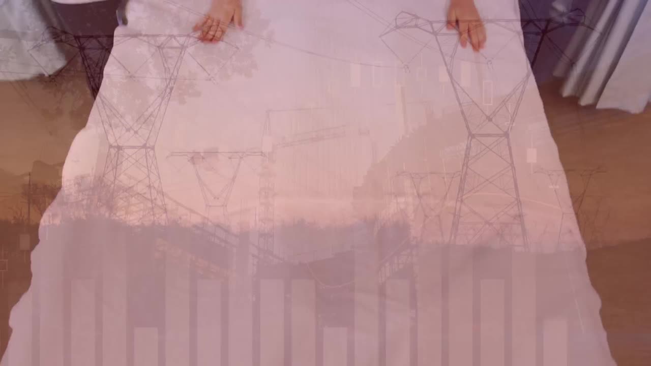 animación de nubes con dispositivos tecnológicos sobre médicos y niños caucásicos