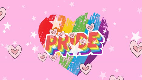 un gráfico vibrante con tema de orgullo con un fondo de corazón arco iris