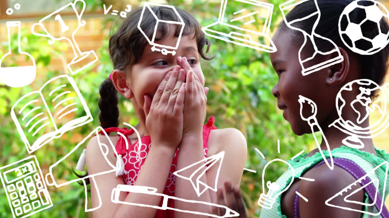 학교 아이콘의 애니메이션 학교에서 학교 아이들 위에