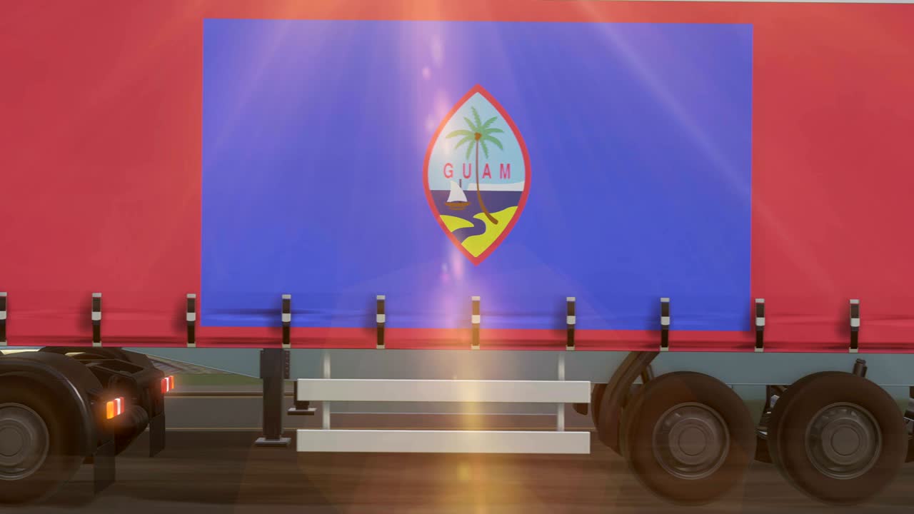 Guam flag shown on the side of a large truck