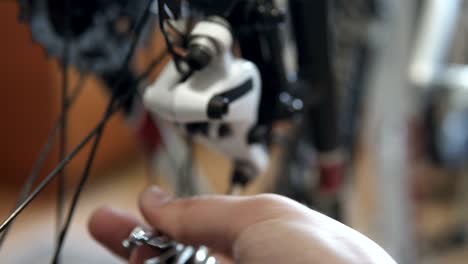 adjusting the hydraulic brakes on the bike