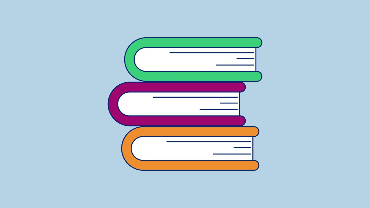 Animated Stack of Colorful Books Appearing and Disappearing
