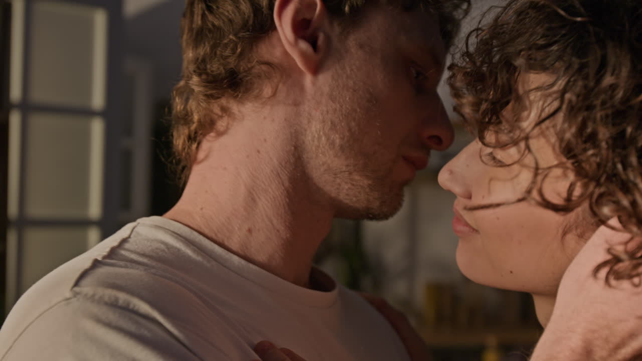 Affectionate Couple Embracing Indoors