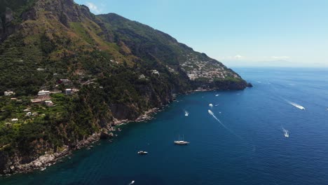 amazing hyperlapse above famous amalfi coast cliffs, mediterranean sea