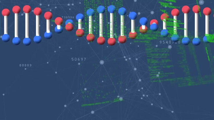 Animation of dna strand over data processing