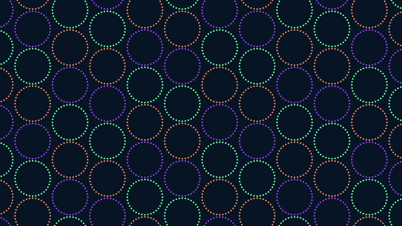 Seamless neon rainbow geometric circles pattern in rows