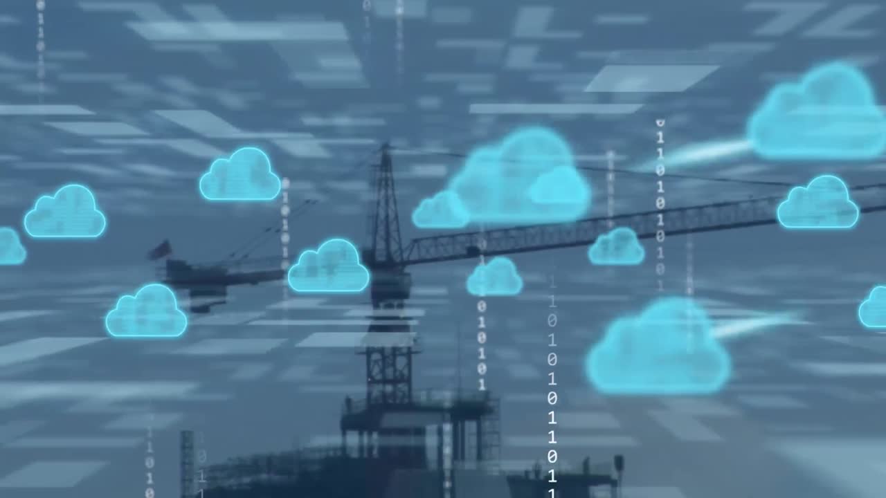 animación de nubes, procesamiento de datos sobre el paisaje urbano