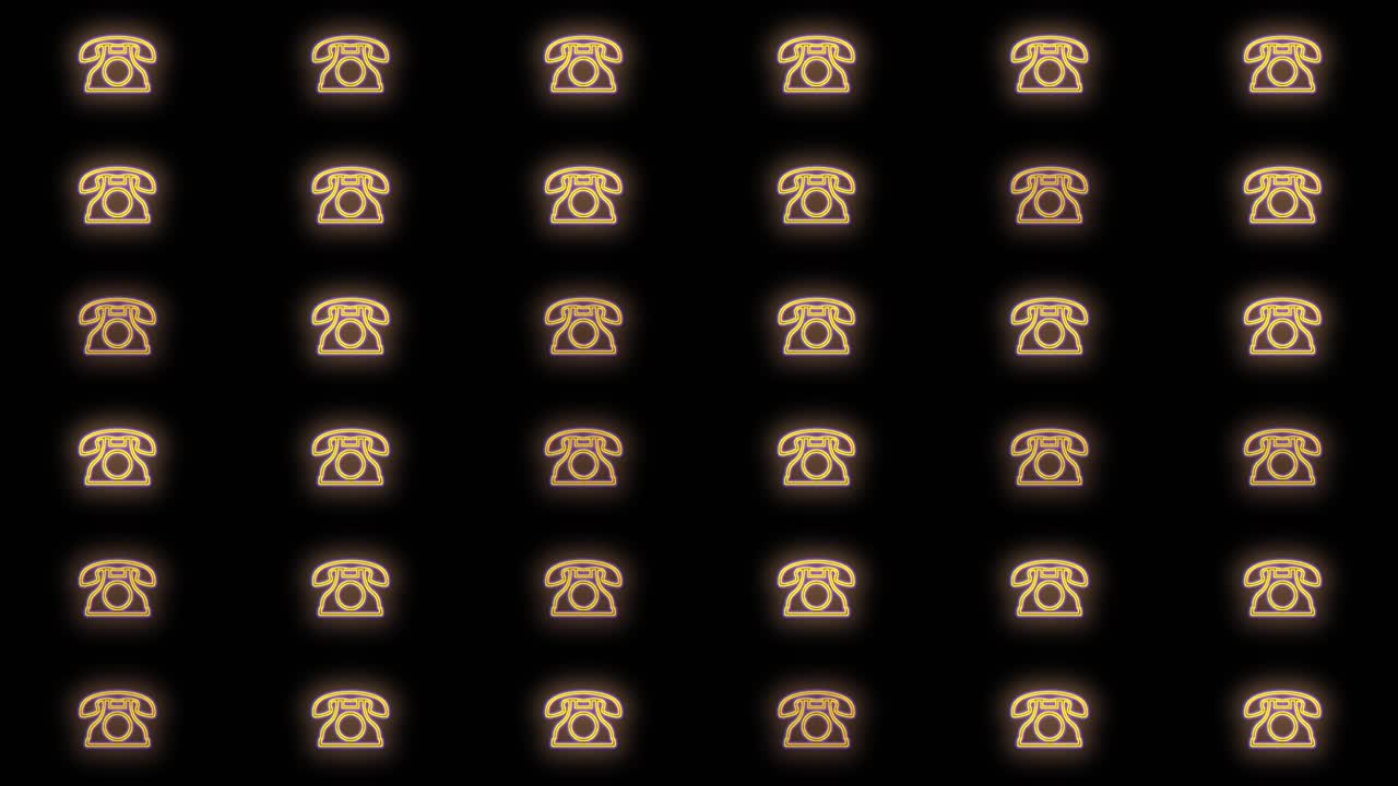 11행의 펄스 네온 옐로우 빈티지 전화 패턴