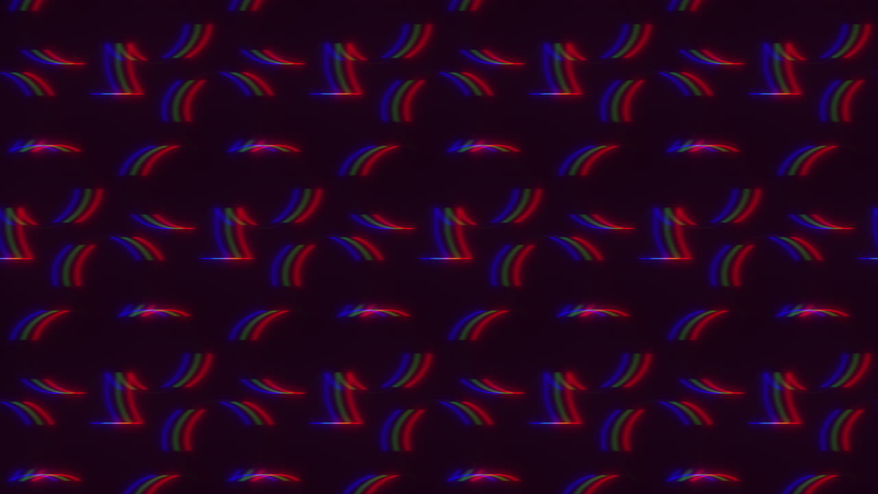 Abstract pattern of curved lines and circles in red and blue