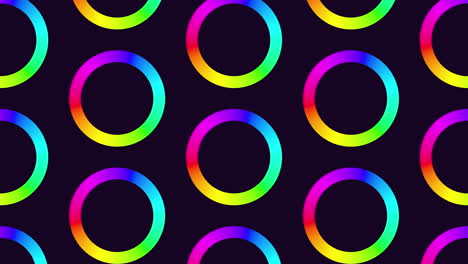 Abstract rainbow rings in rows pattern