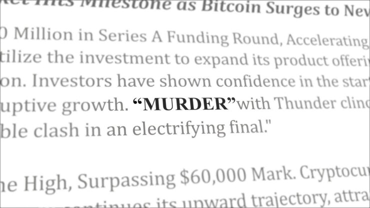 Murder news headline in different articles