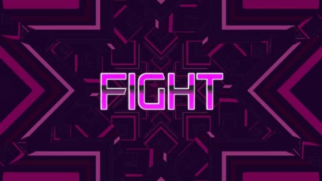 animación del texto de lucha sobre formas caleidoscópicas rosadas sobre fondo oscuro