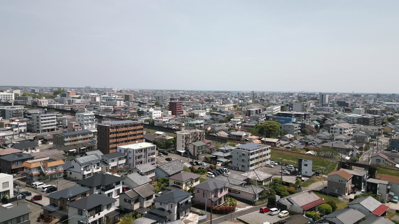 Aerial Scenic Drone Footage of the City of Miyazaki, Japan on a Sunny Day