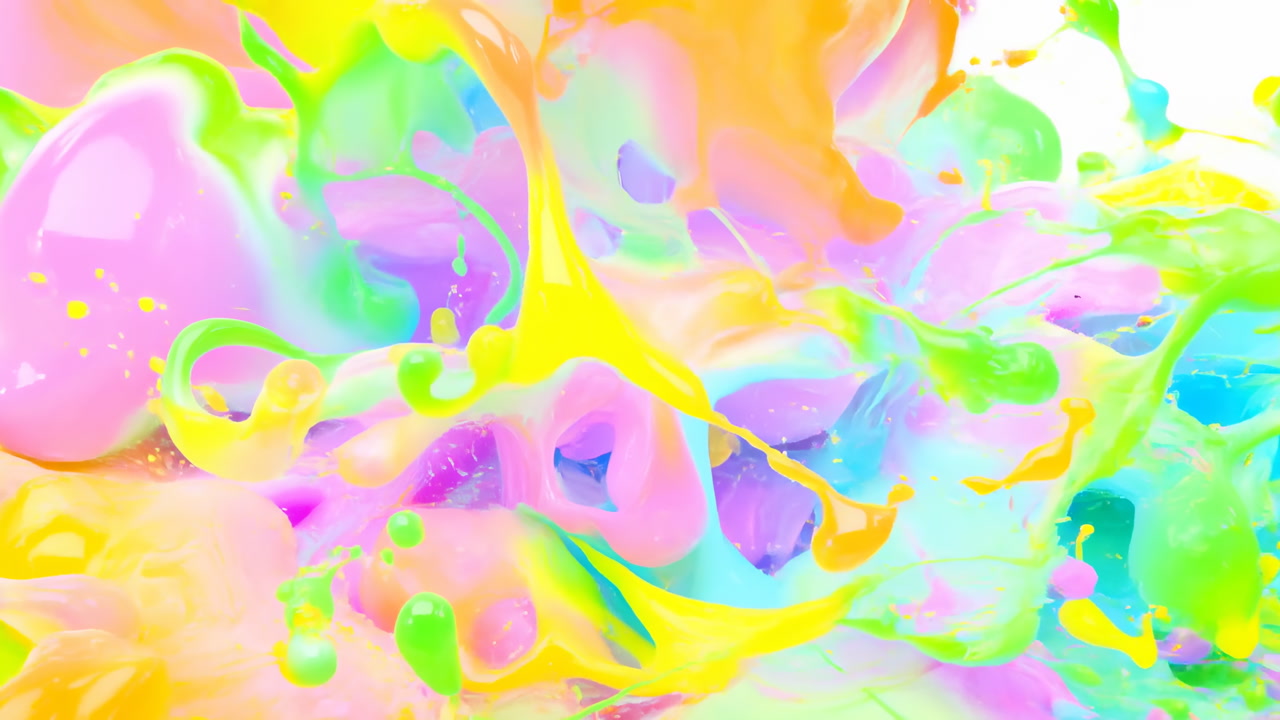 Bright Pastel Paint Waves Flowing Glossy Creamy Pigments Collide Into Candycolored Clouds, Playful Splatters