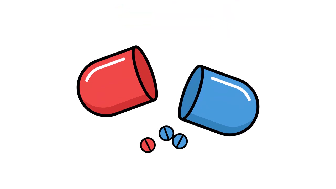 Capsula Animata che si Apre e Rilascia Piccole Pillole