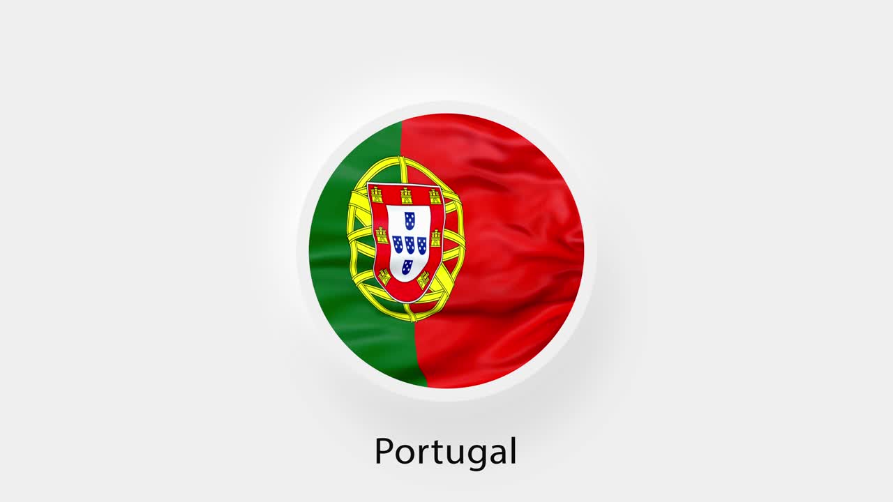 포르투갈 발 순환 루프 (portugal circular flag loop) - 포르투칼의 국가 발의 애니메이션, 실제적인 포르투탈 발 흔들기, 4k 영상.